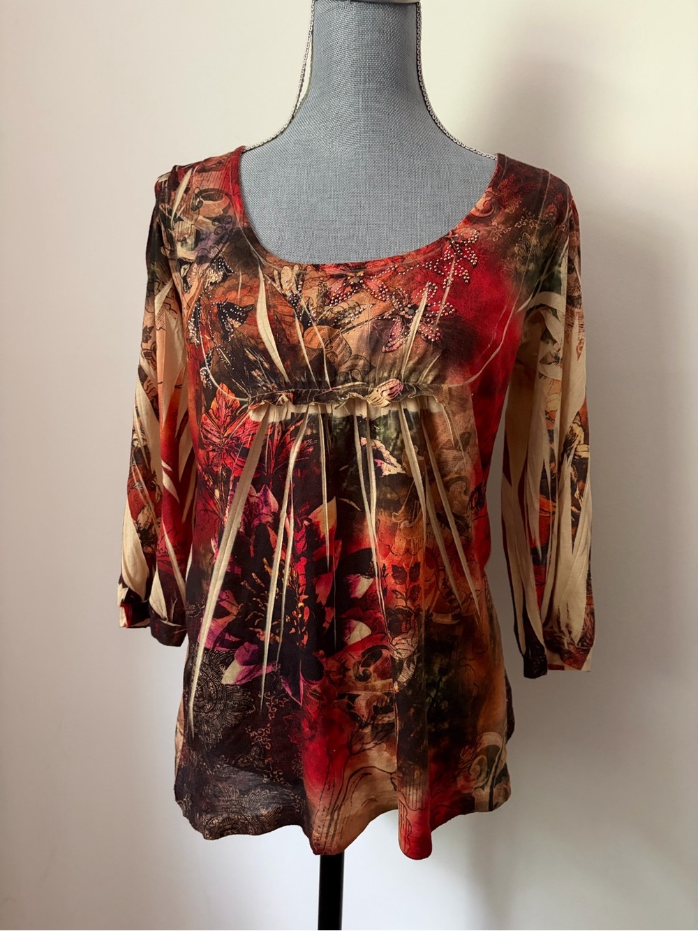 B.L.E.U. Scoop-Neck Y2K Floral Babydoll Tunic